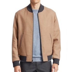 Zara Man Camel Wool Cotton Blend Zip Up Bomber Jacket